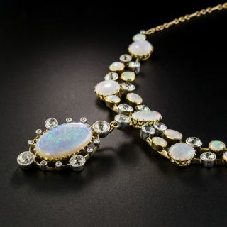 Victorian English Opal Diamond Festoon Necklace