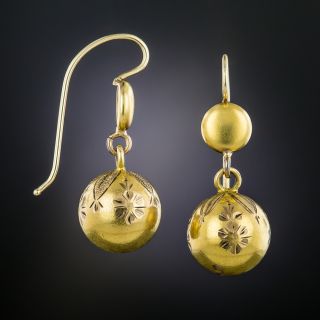 Victorian Engraved Ball Earrings