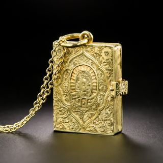 Victorian Engraved Book Locket Pendant - 2