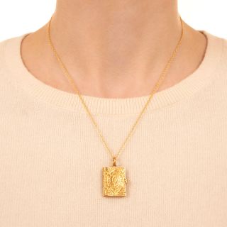 Victorian Engraved Book Locket Pendant