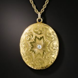 Victorian Engraved Diamond Locket  - 2