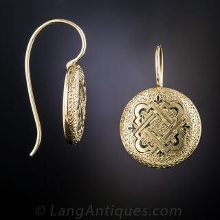 Victorian Engraved Enamel Earrings