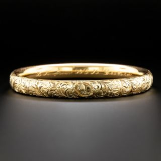 Victorian Engraved Gold Bangle Bracelet - 2