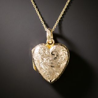 Victorian Engraved Heart Petite Locket, English - 2