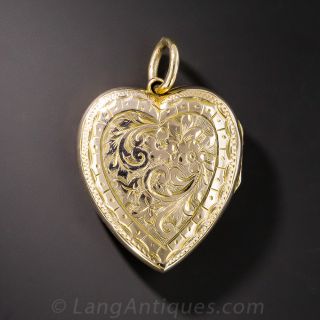 Victorian Engraved Heart Shaped Locket