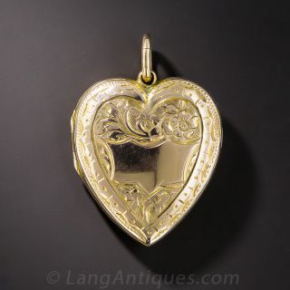 Victorian Engraved Heart Shaped Locket