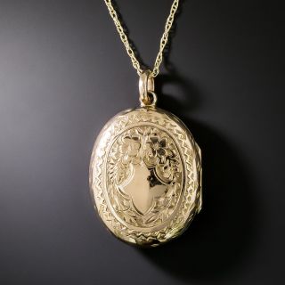 Victorian Engraved Oval Locket - 4
