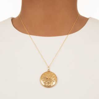 Victorian Engraved Round Locket Pendant