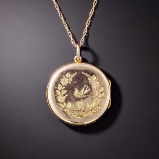 Victorian Engraved Swallow Locket - 3