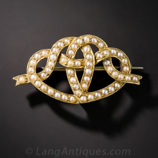 Victorian Entwined Hearts Brooch - 1