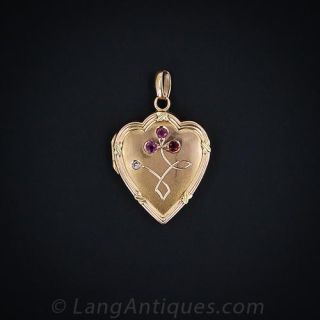 Victorian Era French Diamond Heart Locket
