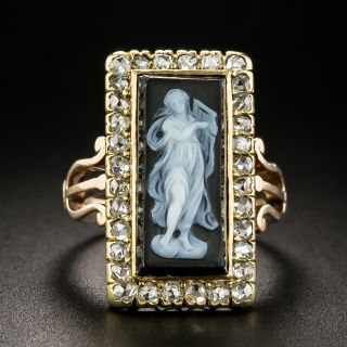 Victorian Erato Hardstone Cameo and Diamond Ring - 2