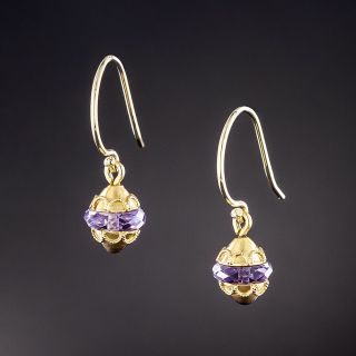 Victorian Etruscan Revival Amethyst Rondelle Earrings - 3