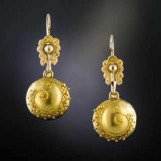 Victorian Etruscan Revival Ball Earrings - 2