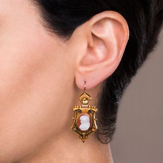 Victorian Etruscan Revival Cameo Earrings
