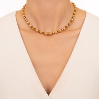 Etruscan Revival Citrine Bead Necklace 