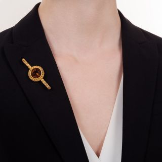 Victorian Etruscan Revival Citrine Brooch by Thomas F. Brogan