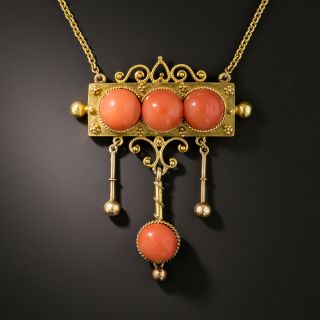 Victorian Etruscan Revival Coral Necklace - 2