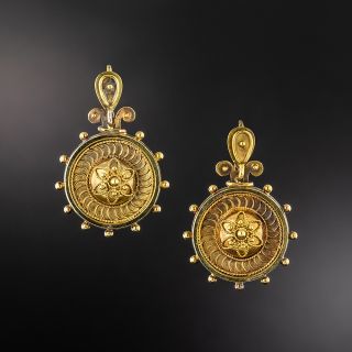 Victorian Etruscan Revival Disc Earrings  - 2