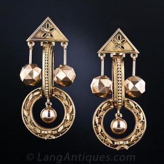Victorian Etruscan Revival Drop Earrings