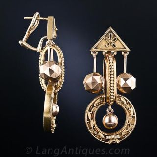 Victorian Etruscan Revival Drop Earrings
