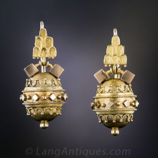 Victorian Etruscan Revival Drop Earrings