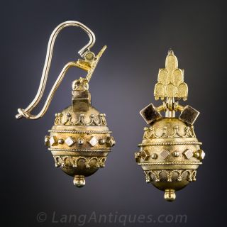 Victorian Etruscan Revival Drop Earrings