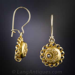 Victorian Etruscan Revival Drop Earrings 
