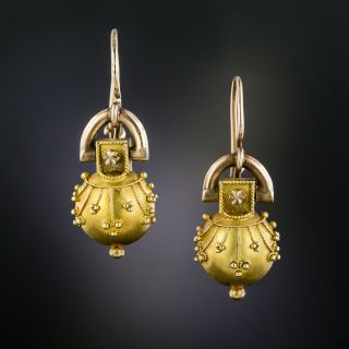 Victorian Etruscan Revival Drop Earrings - 4