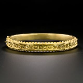 Victorian Etruscan Revival Floral Bangle Bracelet - 2