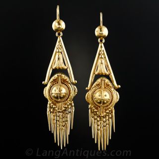 Victorian Etruscan Revival Fringe Earrings