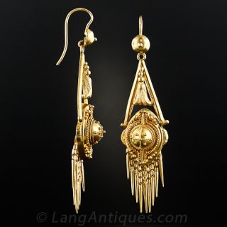 Victorian Etruscan Revival Fringe Earrings