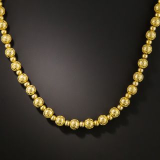 Victorian Etruscan Revival Gold Bead Necklace - 2