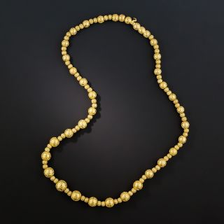 Victorian Etruscan Revival Gold Bead Necklace