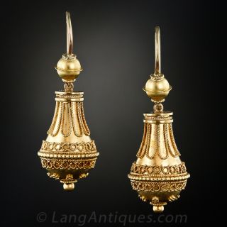 Victorian Etruscan Revival Gold Earrings