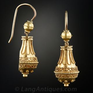Victorian Etruscan Revival Gold Earrings