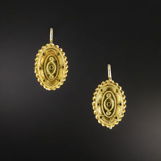Victorian Etruscan Revival Gold Earrings - 2