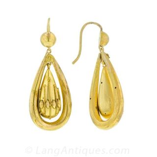 Victorian Etruscan Revival Gold Earrings