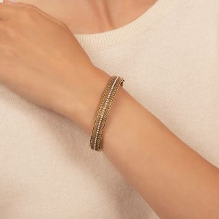 Victorian Etruscan Revival Seed Pearl Bangle Bracelet