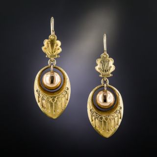 Victorian Etruscan Revival Style Drop Earrings - 2