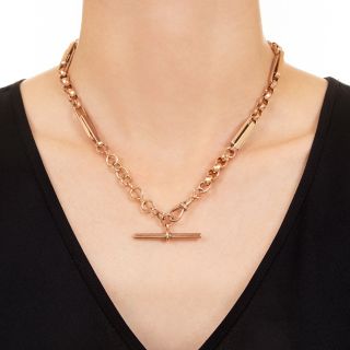 Victorian Faceted Link and Bar Rose Gold Chain