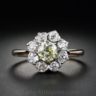 Victorian Fancy Yellow Diamond Daisy Ring