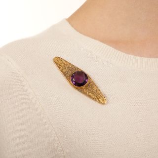 Victorian Filigree Amethyst Brooch