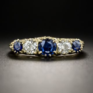 Victorian Five-Stone Diamond and Sapphire Band Ring - 2