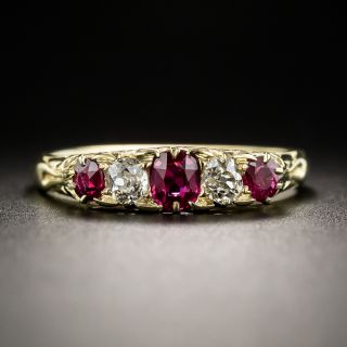 Victorian Five-Stone Ruby and Diamond Ring - 2