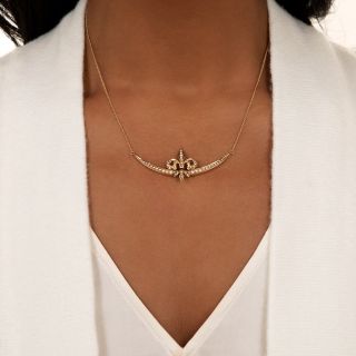 Victorian Fleur De Lys Seed Pearl Necklace