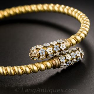 Victorian Floral Enamel Bypass Bracelet