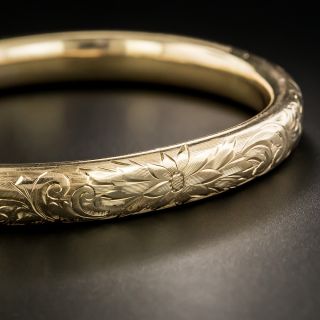 Victorian Floral Motif Engraved Bangle Bracelet - 2