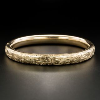 Victorian Floral Motif Engraved Bangle Bracelet