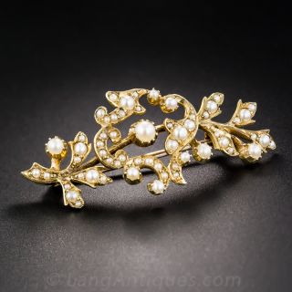 Victorian Floral Seed Pearl Brooch